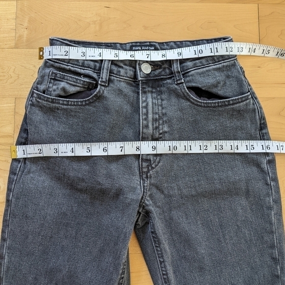 FRANK And Oak Stevie tapered fit high rise waist black wash jeans size 24 @T7 - Picture 5 of 9